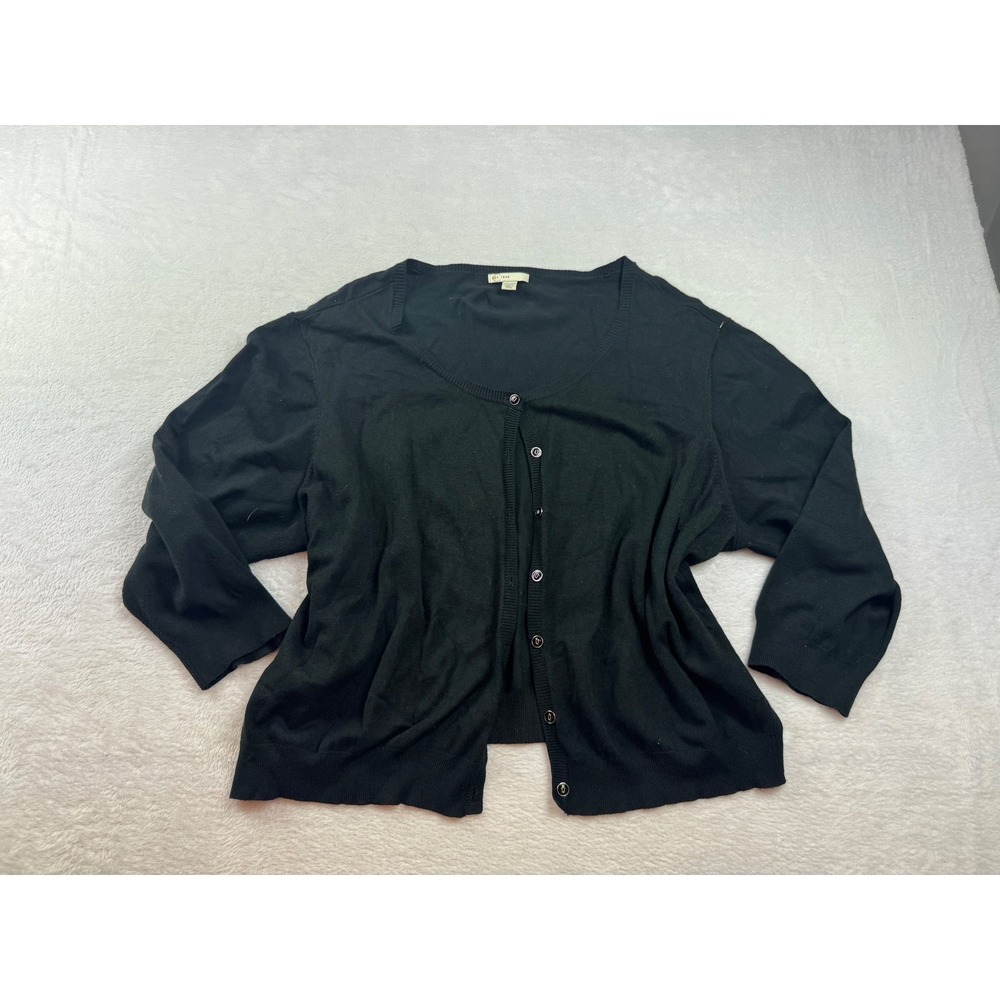 Catherines Est 1946 Womens Black Button Front Cardigan Sweater 26/28W Plus Size - Picture 1 of 5